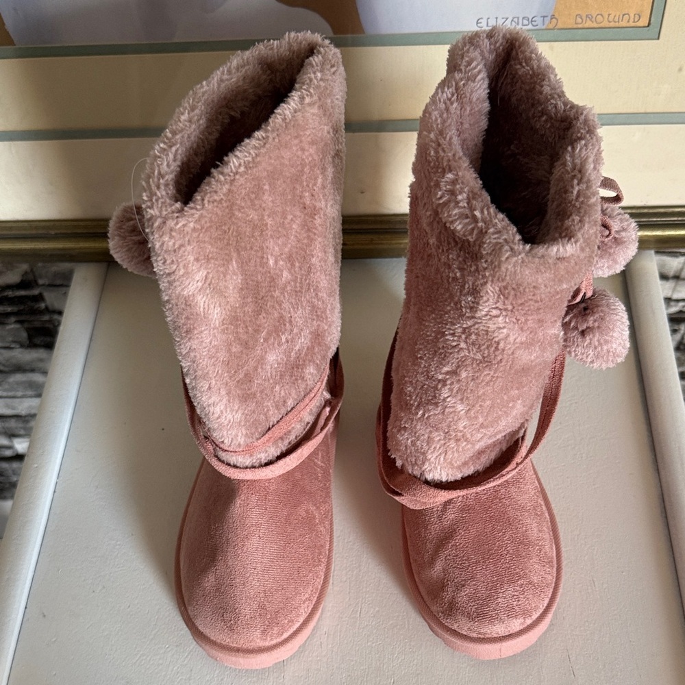 Pink fur warm winter kids Boots - Picture 2 of 5